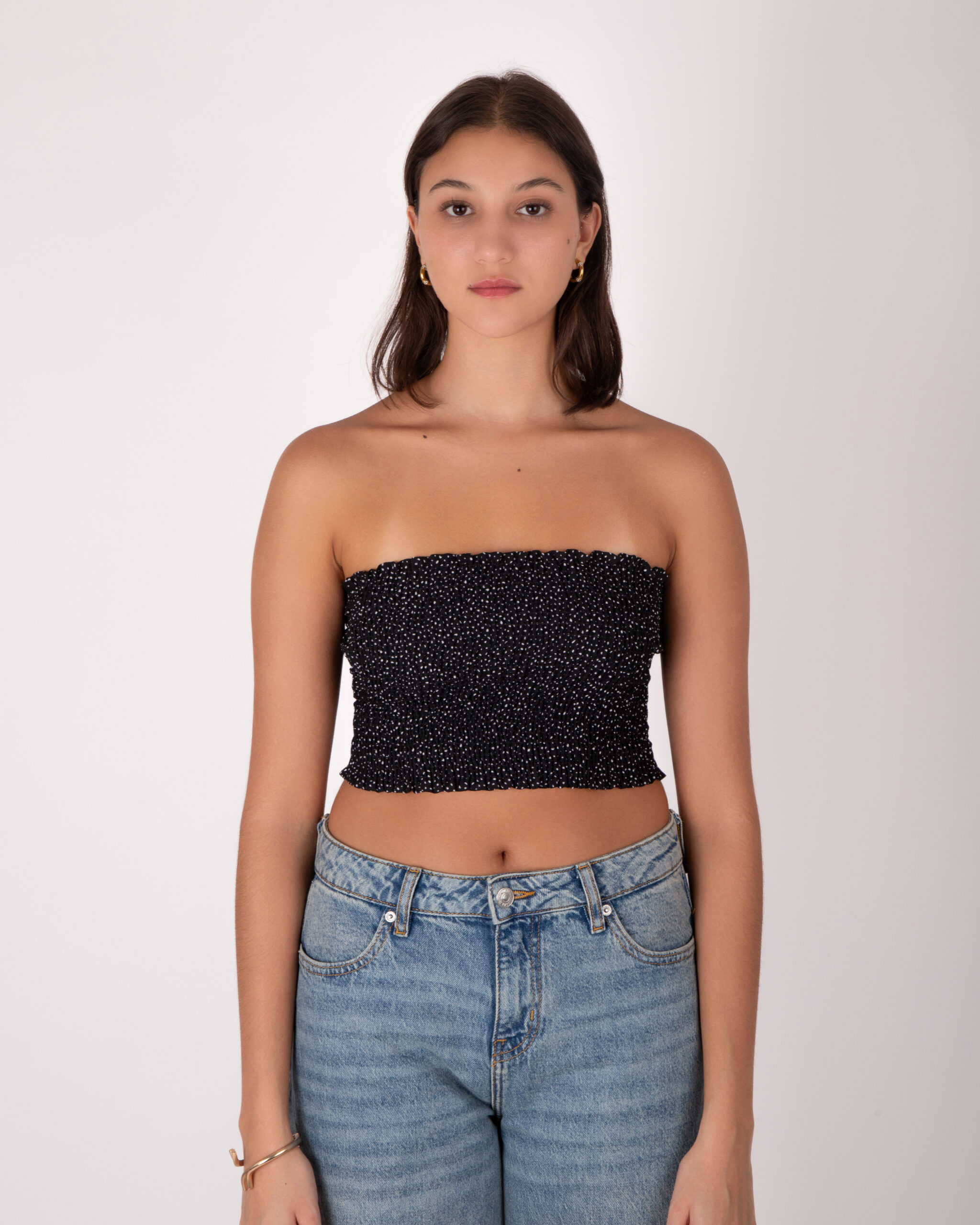 Croptop Color Black White Print