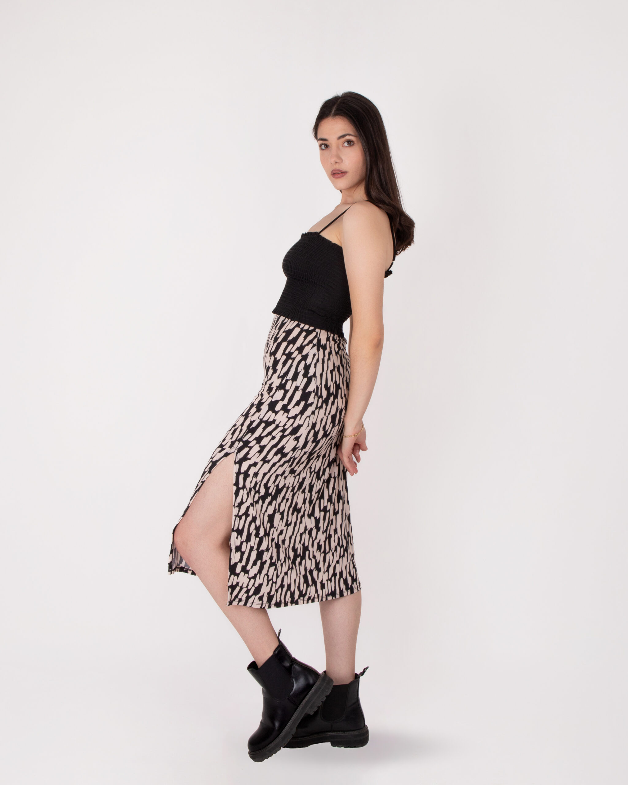 Falda color Black Taupe Abstract.